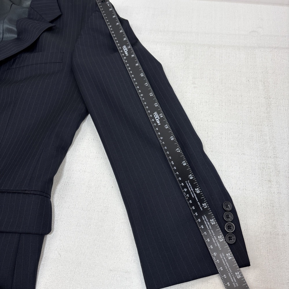 Oscar De La Renta Cashmere Wool Blend Navy‎ Pinstripe Blazer Suit Jacket 42L EUC - Picture 11 of 13